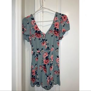 Floral Button Front Romper